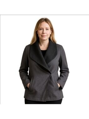 A New Day Gray Pea Coat Women's Extra Small
